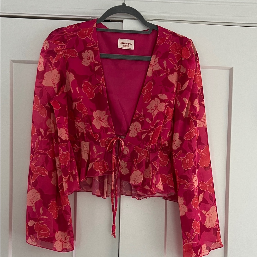 Showpo Vibrant Red and Pink Floral Crop Top